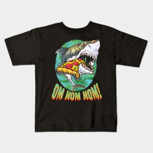 Great White Shark Bites Pizza Kids T-Shirt